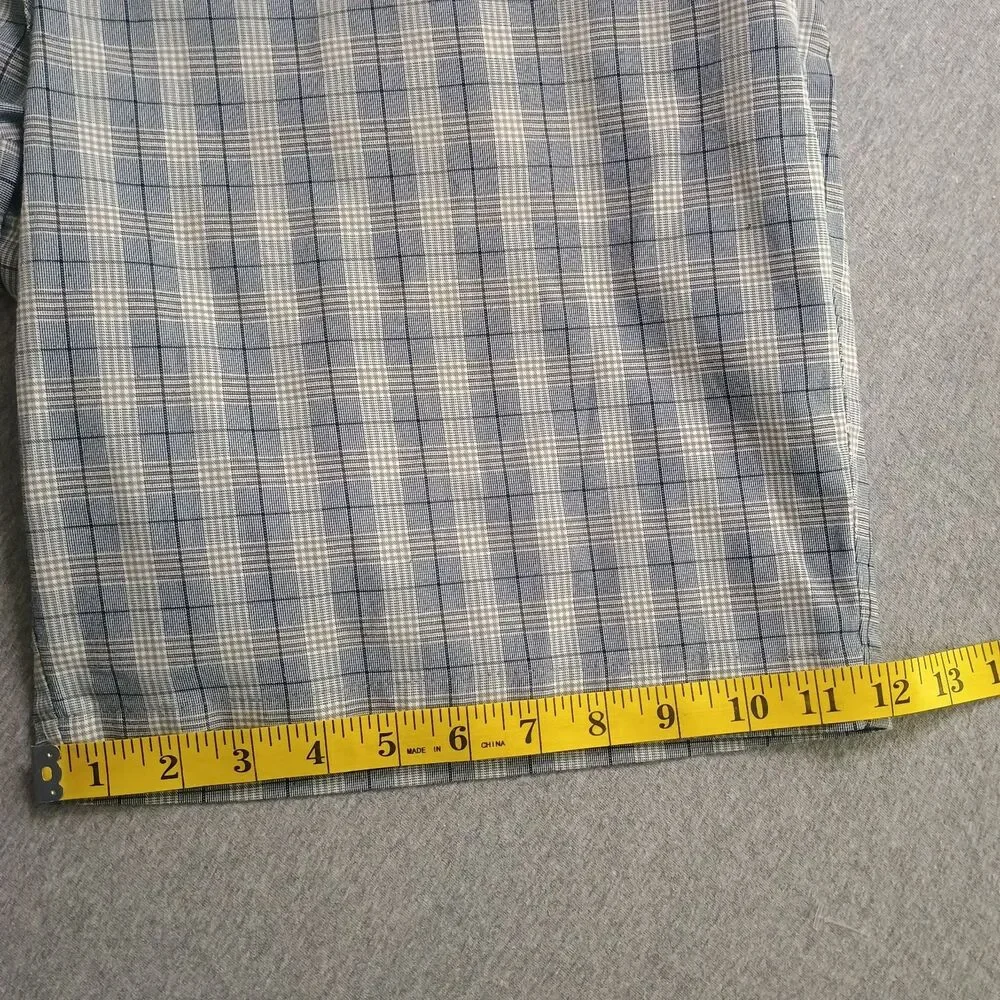 Tommy Bahama Paradise Tech Men 38x10 Inch Gray Plaid Shorts Stretch Nylon Blend